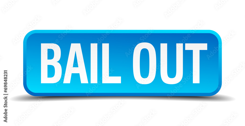 bail out blue 3d realistic square isolated button bail out blue 3d realistic square isolated button