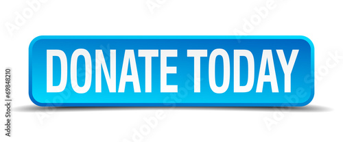 donate today blue 3d realistic square isolated button