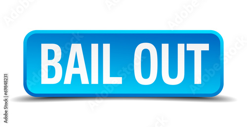bail out blue 3d realistic square isolated button