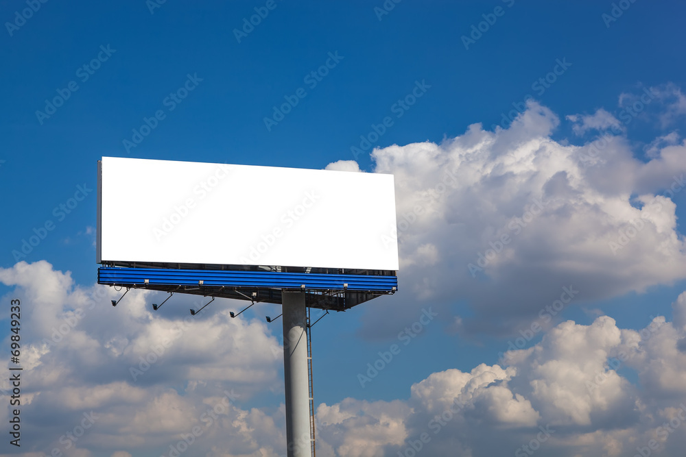 Blank billboard on blue sky with clouds Blank billboard on blue sky with clouds