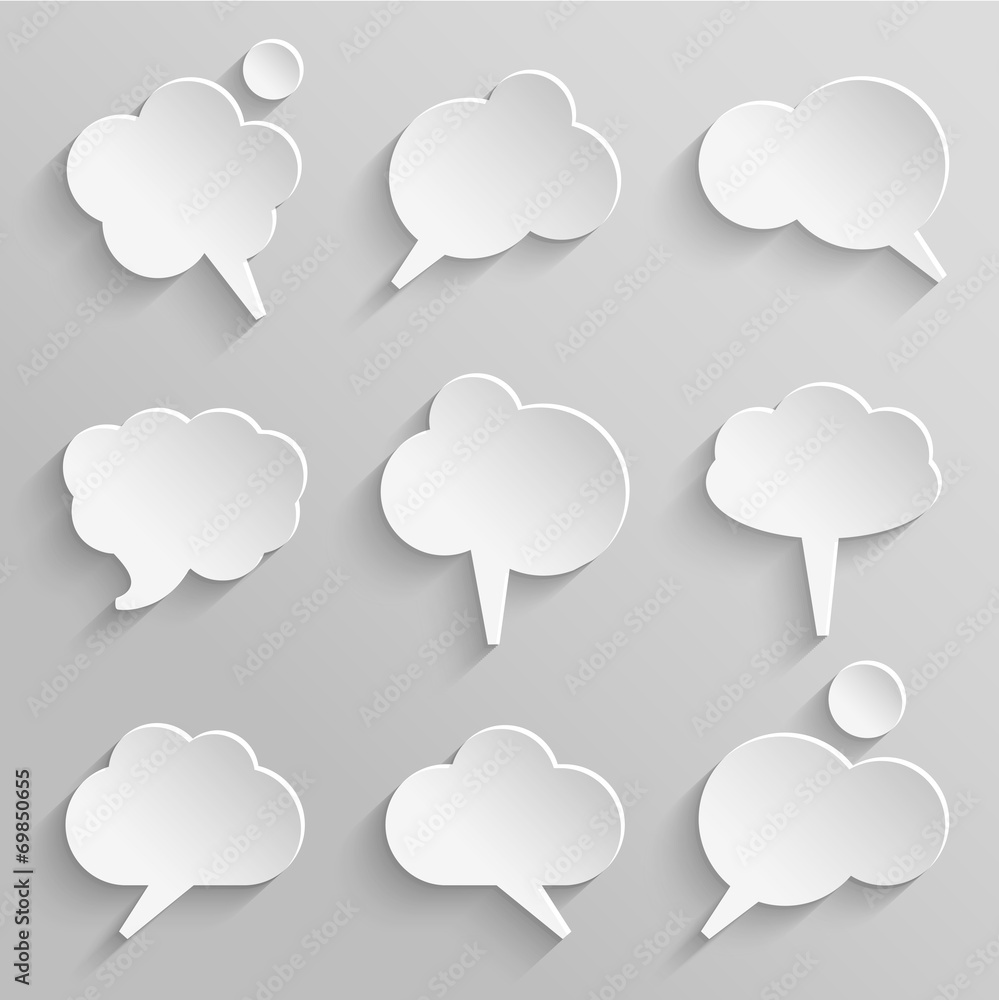 Vector set 2 of paper speech bubbles with shadows Vector set 2 of paper speech bubbles with shadows