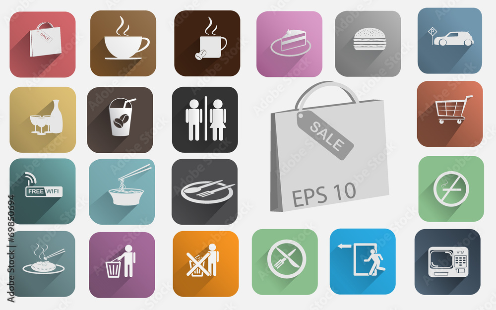 flat icons set design for cafe .Vector illustration flat icons set design for cafe .Vector illustration