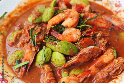 Fried shrimp petai - Asian food