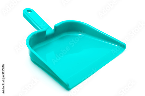 Green dustpan isolated on white background