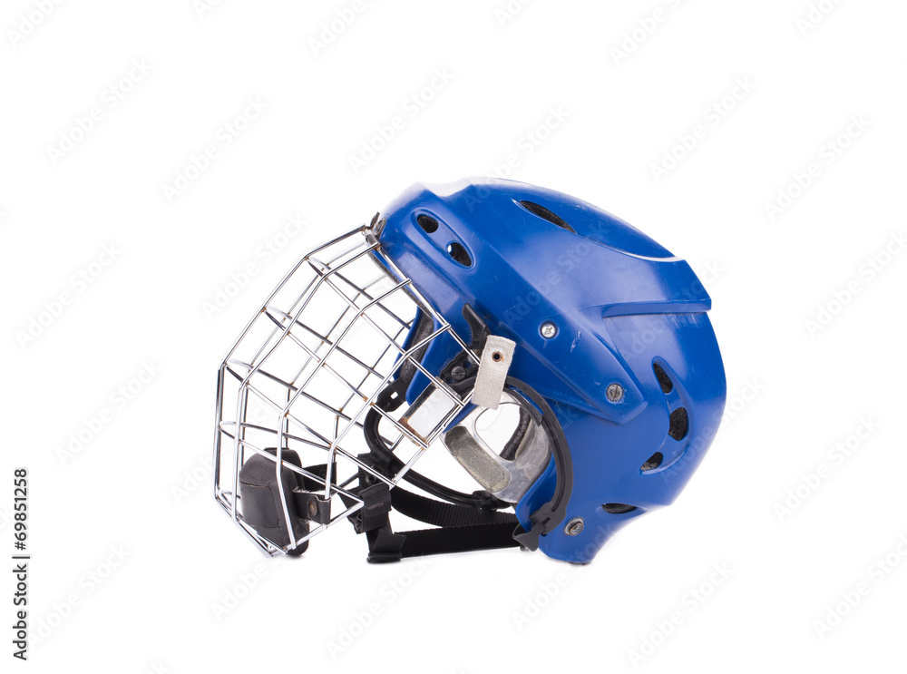 Blue hockey goalie mask. Blue hockey goalie mask.