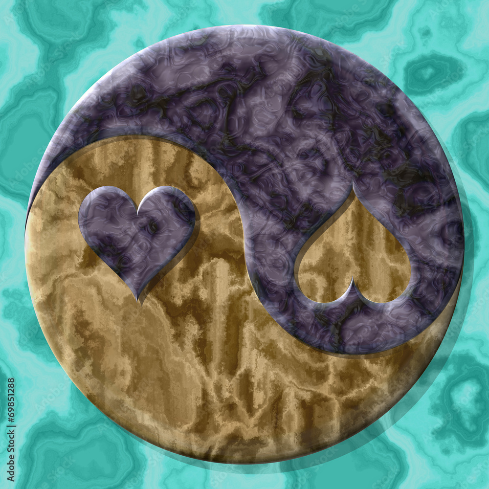 Yin-yang heart symbol with seamless generated texture background Stock ...