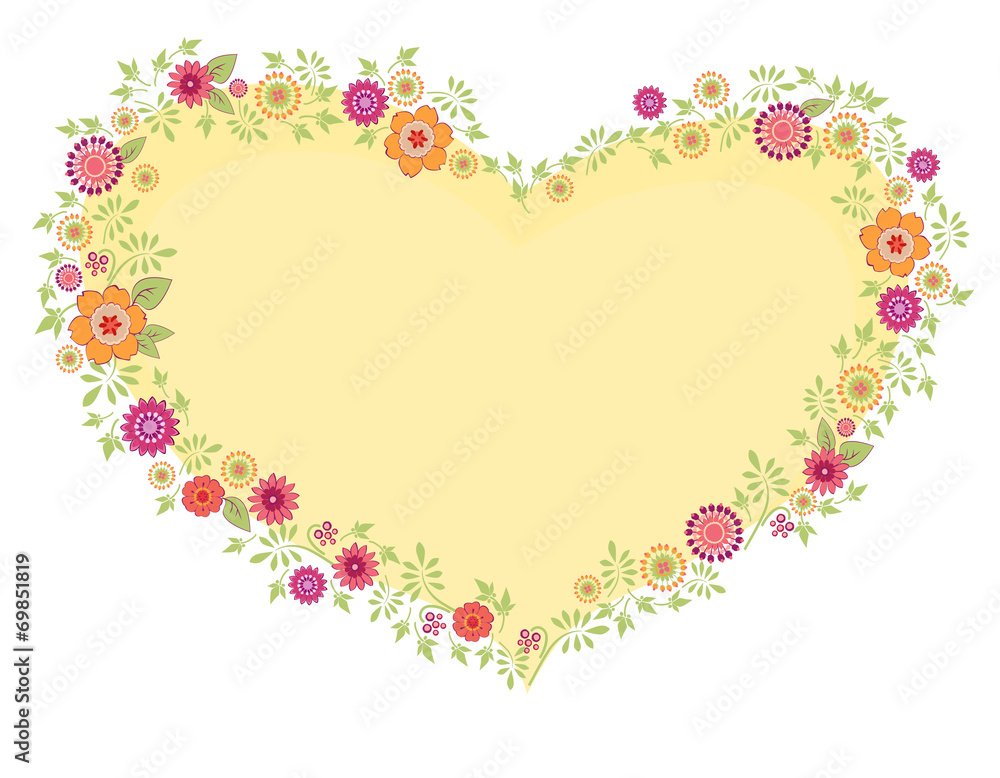 vector greeting card heart and flowers 2