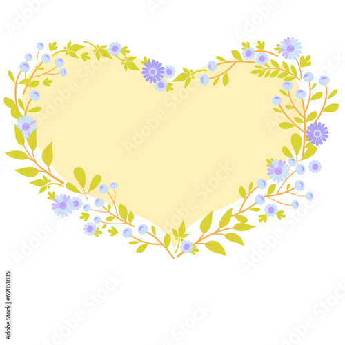 vector greeting card heart and flowers