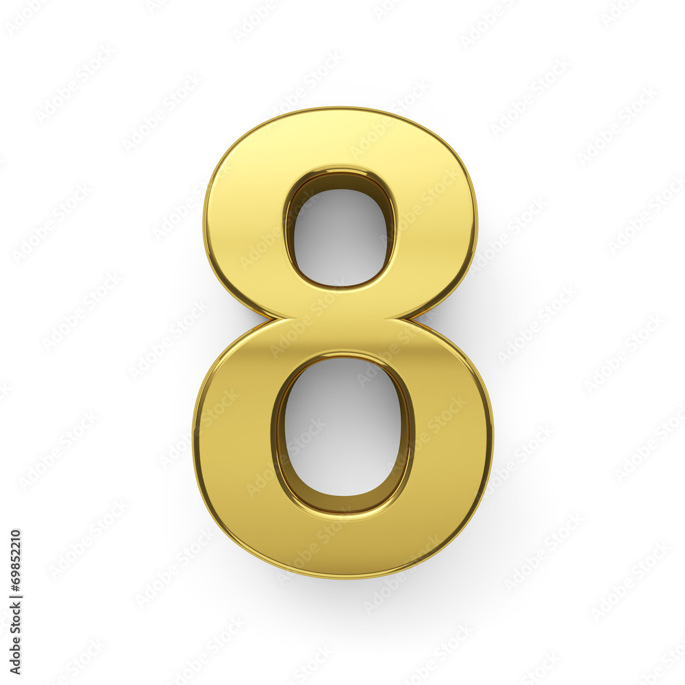 3d render of golden digit eight simbol - 8 3d render of golden digit eight simbol - 8