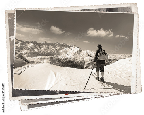 Black and white photos, Vintage photos with skier