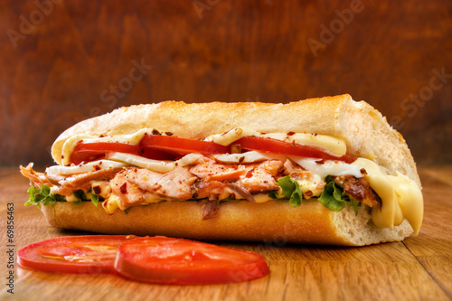 Smoked salmon submarine sandwich