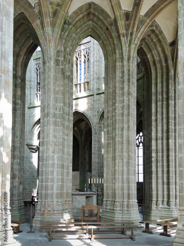 column in hall of church-abbey Mont Saint Michel #69856809