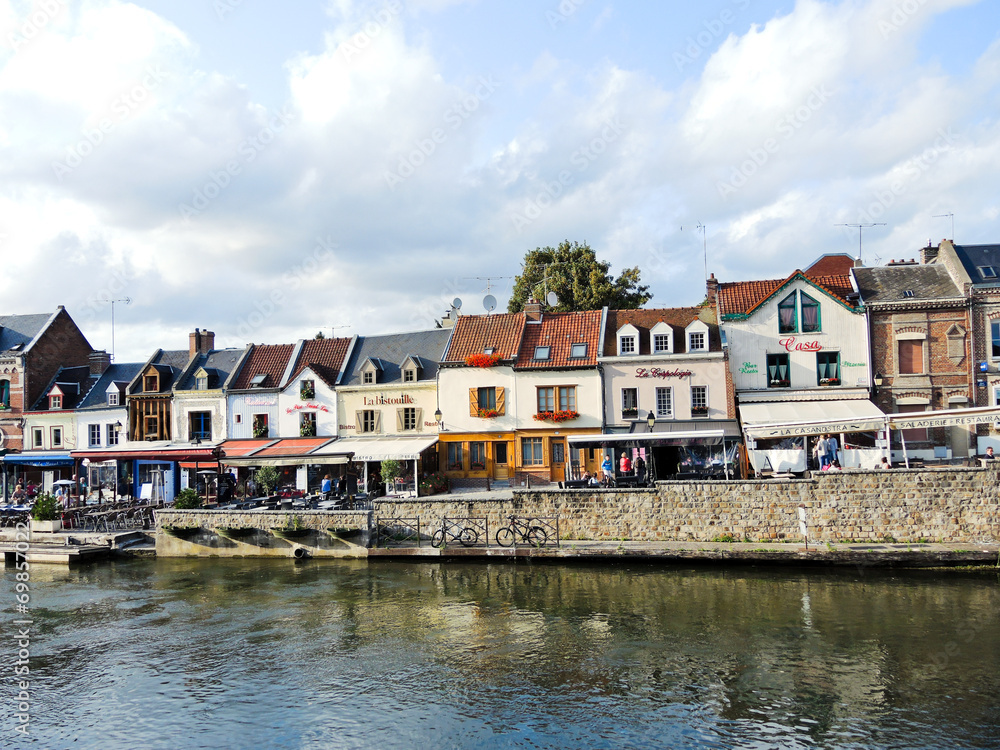 view of Quai Belu on Somme river in Amiens