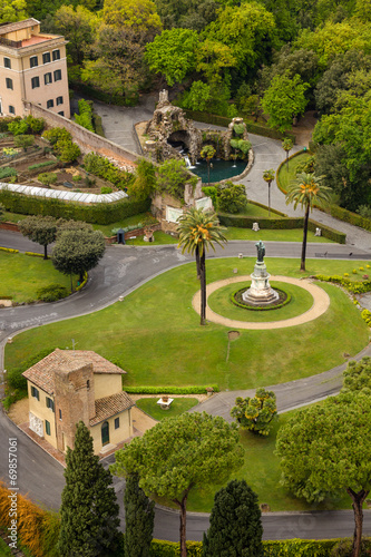 Gardens and beautiful houses of Rome in Italy