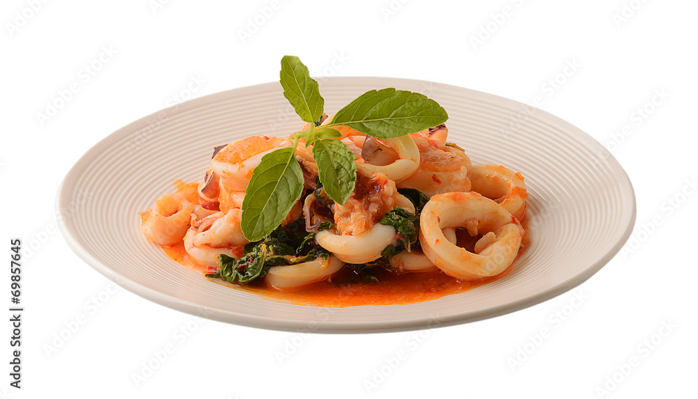 squids fried with sweet basil squids fried with sweet basil