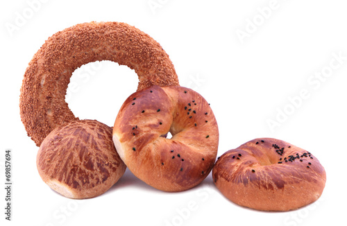 Turkish bagels. ( Simit, acma and pogaca) photo