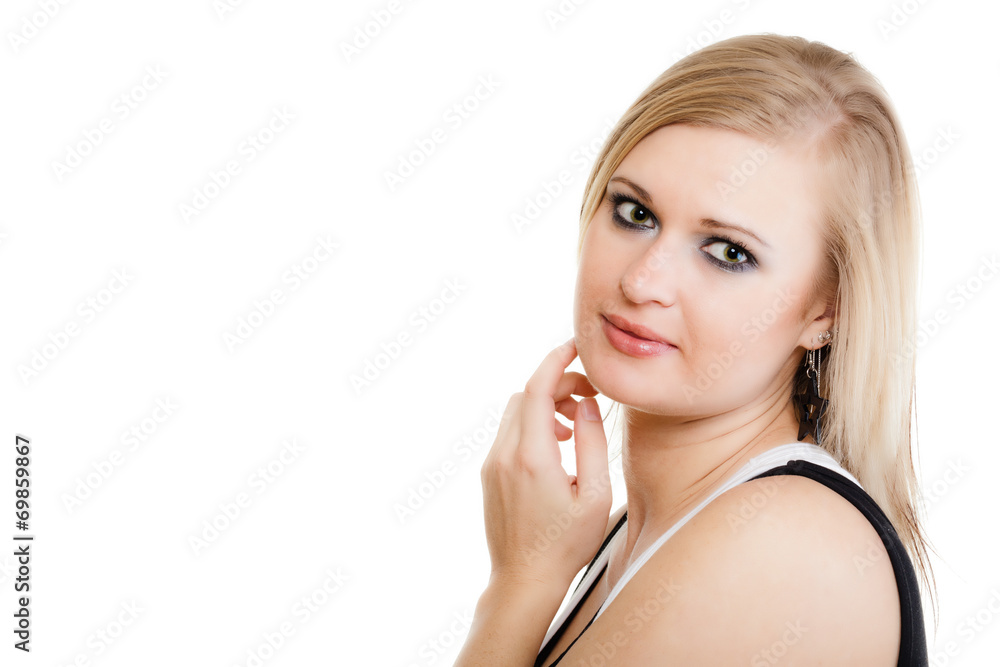Portrait of blonde girl young woman isolated Portrait of blonde girl young woman isolated