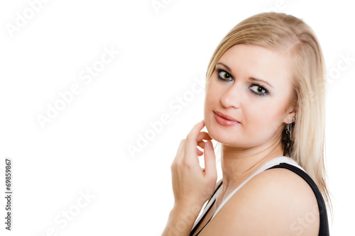 Portrait of blonde girl young woman isolated