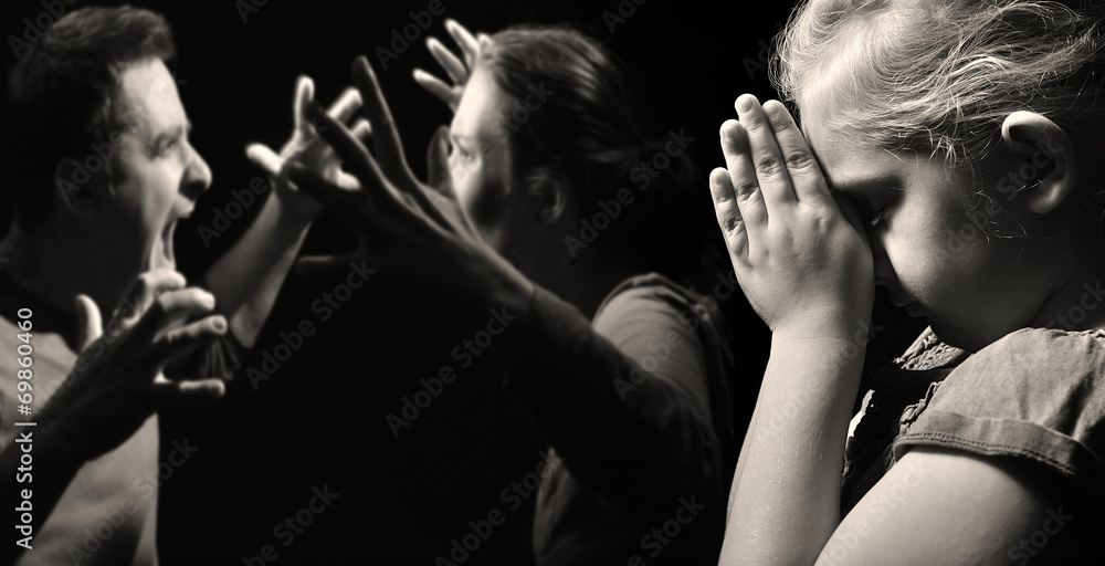 Child prays for peace in the family.