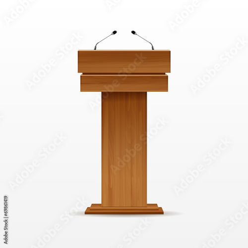 Wood Podium Tribune Rostrum Stand with Microphone