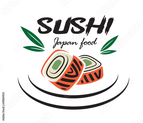 Japanese sushi seafood emblem