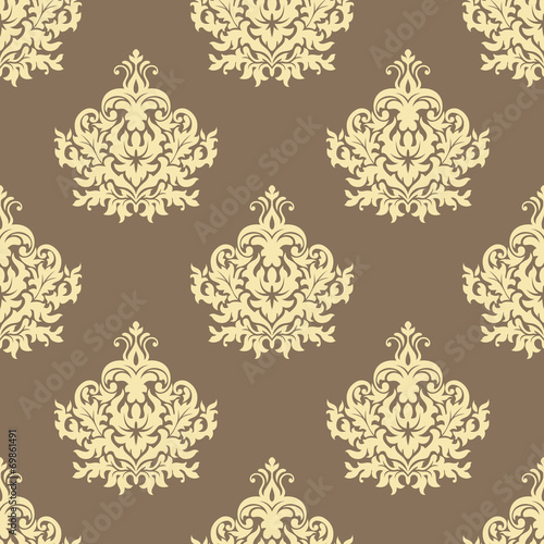 Retro yellow floral seamless pattern background