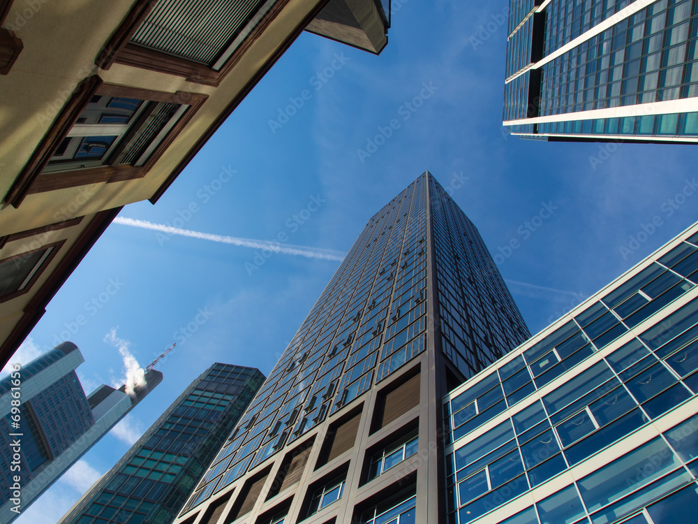 Skyline of business buildings in Frankfurt, Germany