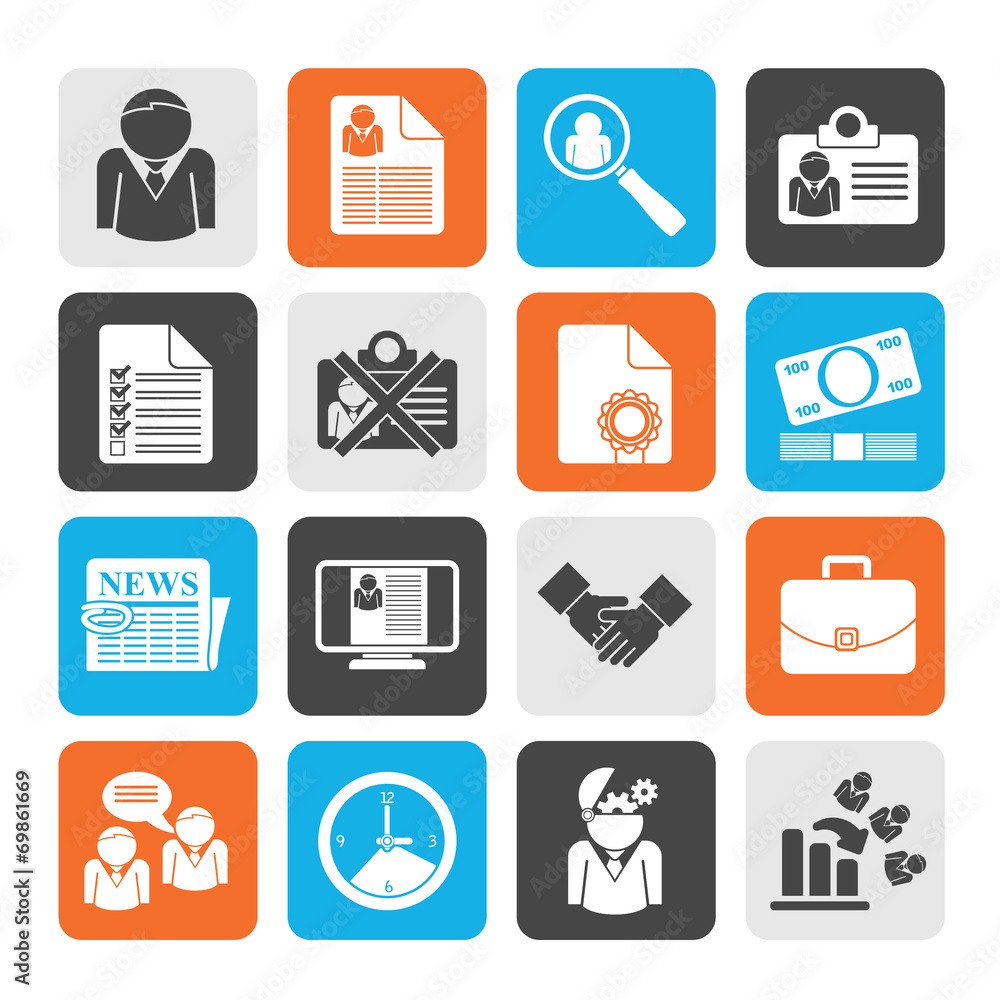 Silhouette Employment and jobs icons Silhouette Employment and jobs icons