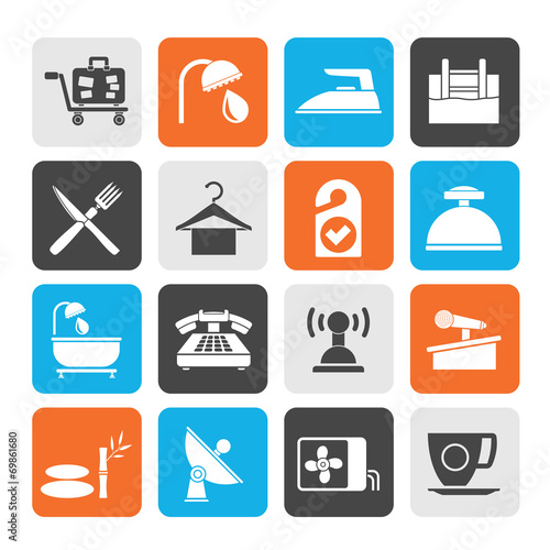 Silhouette Hotel and motel icons