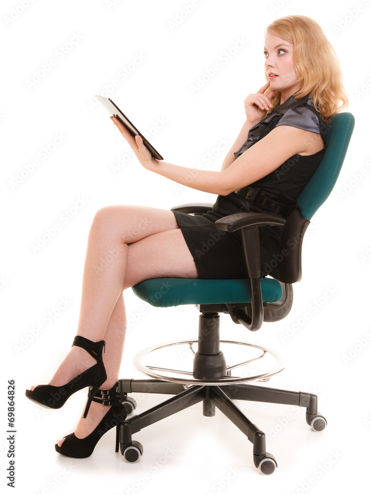 Elegant woman with tablet pc computer touchpad. Elegant woman with tablet pc computer touchpad.