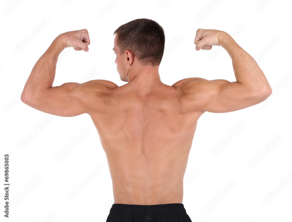 Muscle young man isolated on white Muscle young man isolated on white