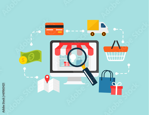 Stock vector e commerce online shopping illustration