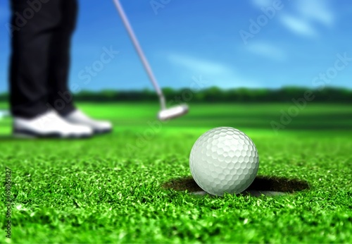 Golfer Putting the Ball into the Hole