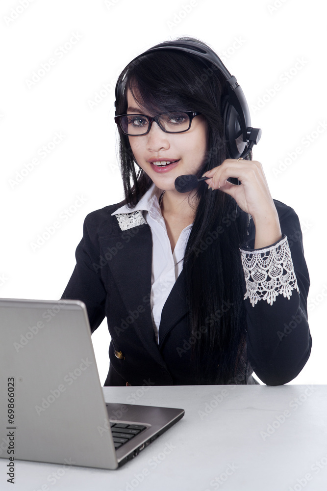 Beautiful businesswoman in help desk 1 Beautiful businesswoman in help desk 1