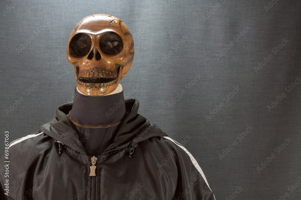 Human skull on a black background. Halloween day Human skull on a black background. Halloween day