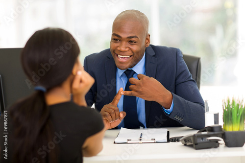 african american businessman meeting with client