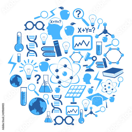 science icons in circle