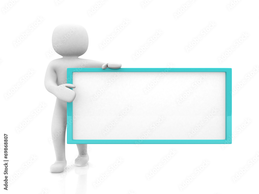 3d small people with an empty signboard in hands. 3d image 3d small people with an empty signboard in hands. 3d image