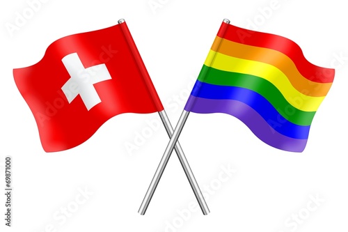 Flags: Switzerland and rainbow photo