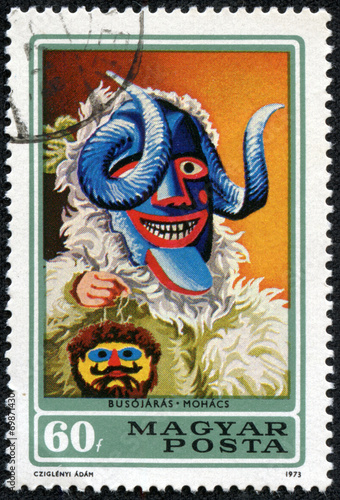 Obraz na płótnie stamp printed in Hungary shows Carnival Mask w salonie