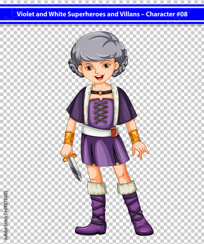 A female violet and white superhero
