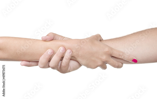 helping hand on white