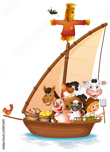 A boat full of animals