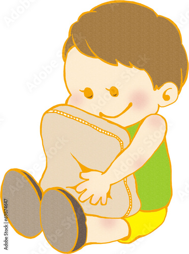 男の子とクッション