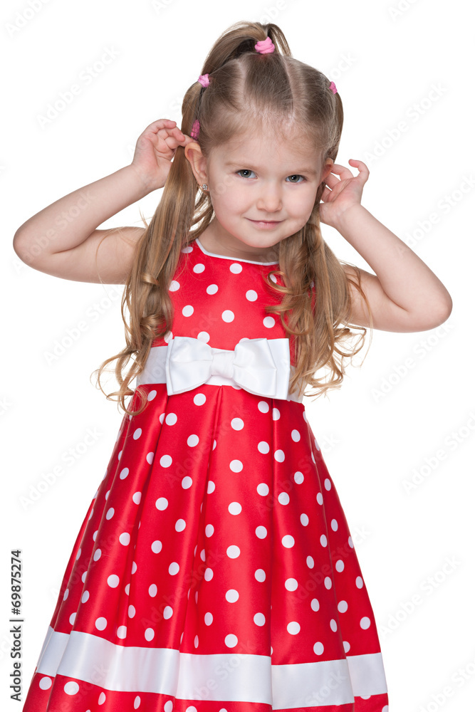 Adorable little girl in the polka dot dress Adorable little girl in the polka dot dress