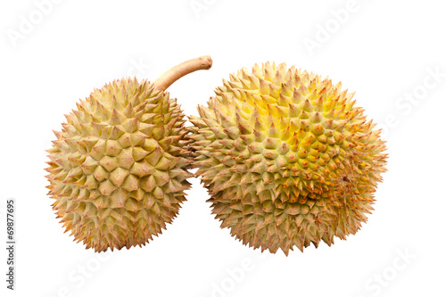 Asian tropical fruit known as Durian  Isolated on white