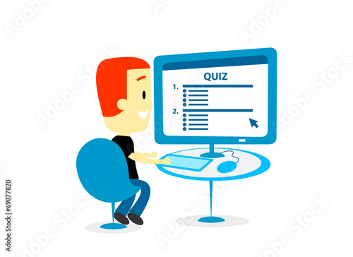 Man Taking A Quiz on Computer Screen