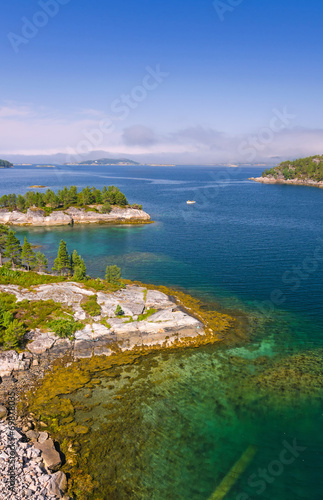 Vertical view of beautiful Norwegian fjord