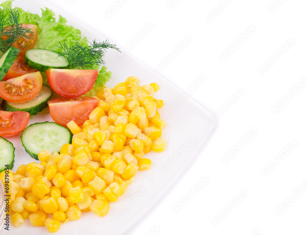 Salad with corn and vegetables. Salad with corn and vegetables.