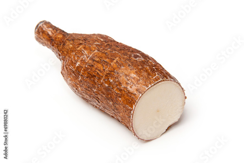 casava or yuka root on a white background.